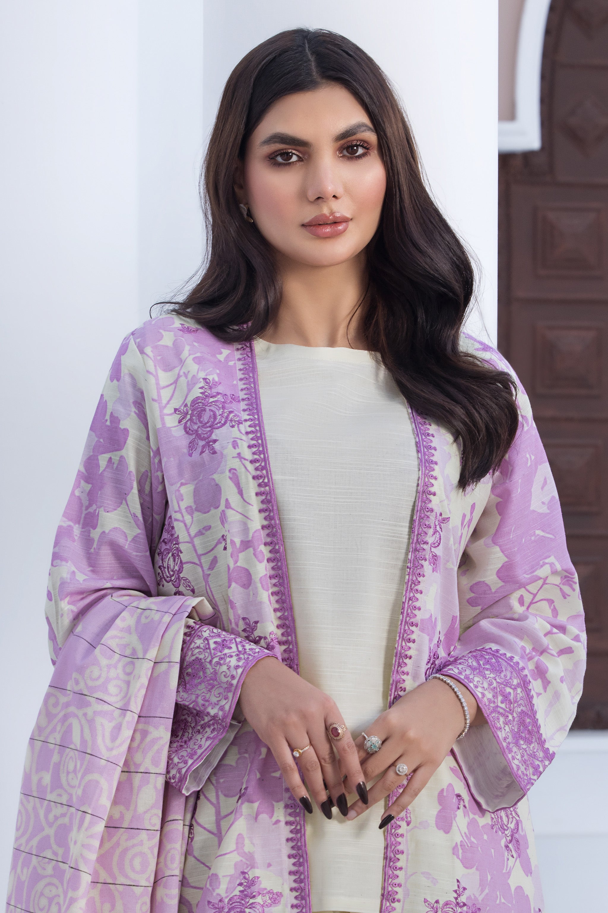 3 Piece Unstitched Lavender Embroidered Khaddar - (Vol-115/08)D6 - SAFANOOOR