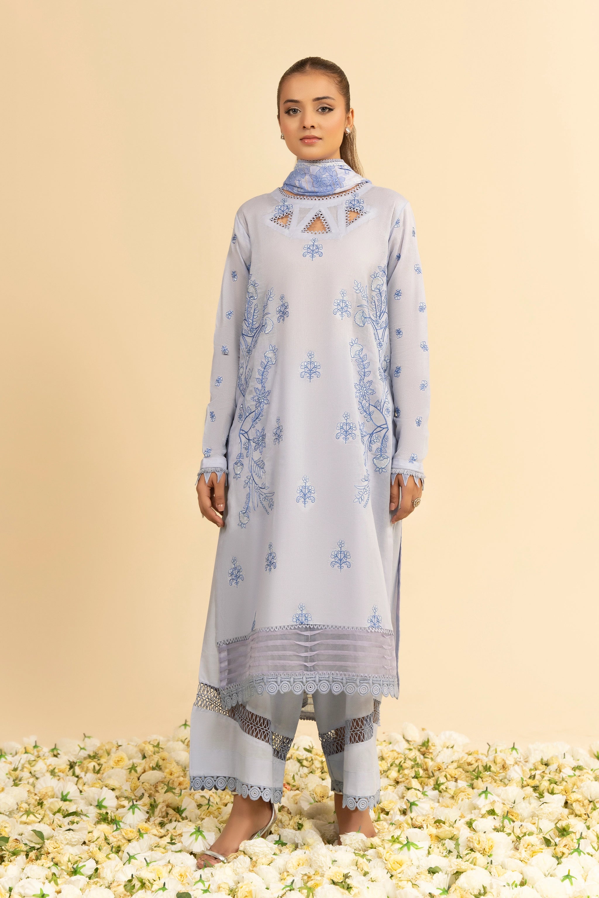 3 Piece Unstitched Lavender Gray Premium Embroidered Jacquard Lawn Suit By Safa Noor Summer 2026 Dahlia Collection