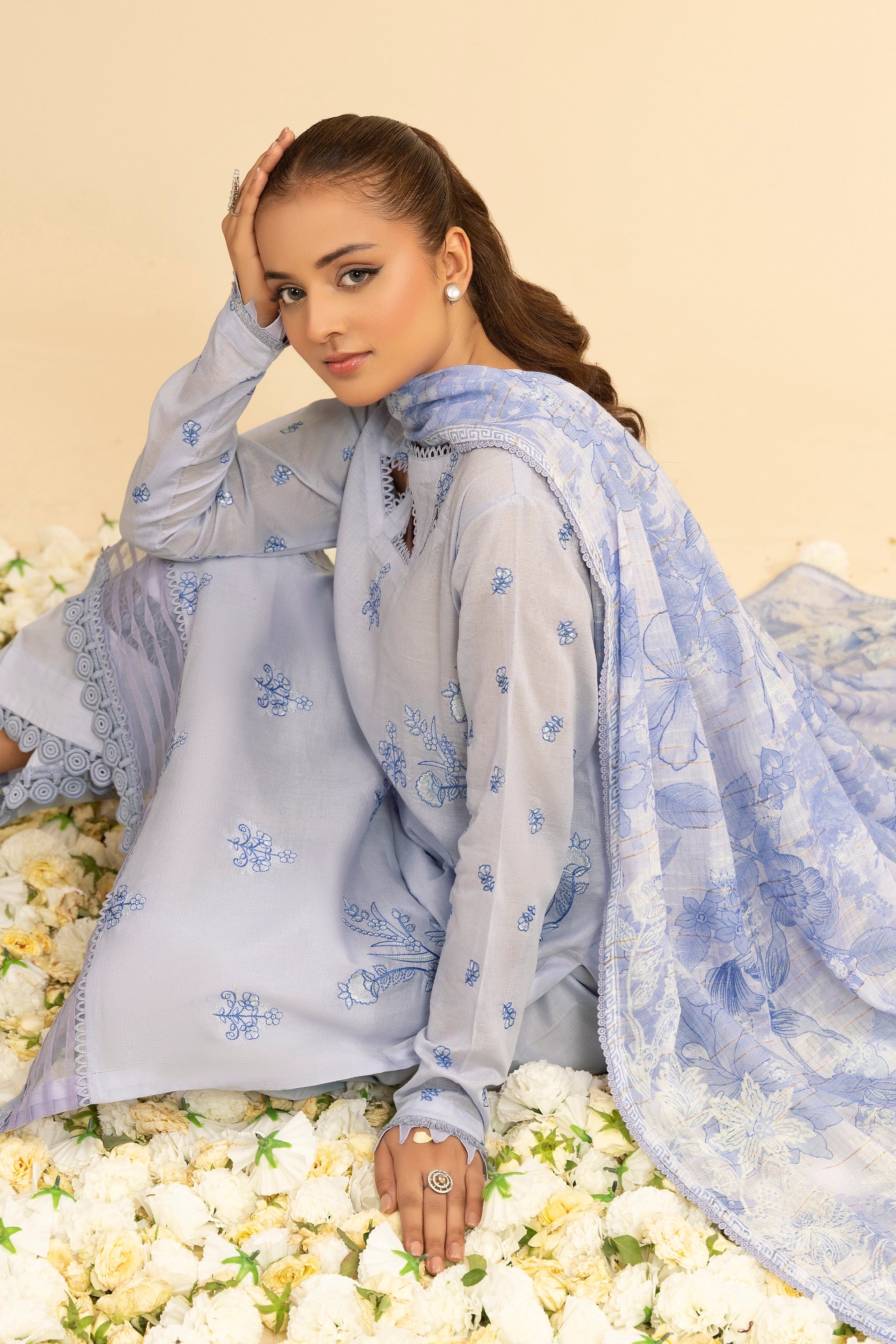 3 Piece Unstitched Lavender Gray Premium Embroidered Jacquard Lawn Suit By Safa Noor Summer 2026 Dahlia Collection