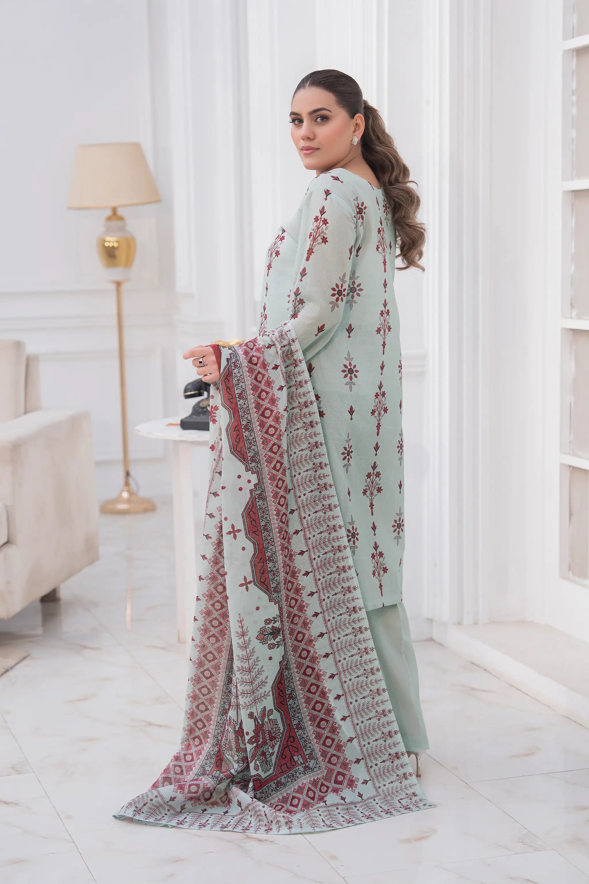 3 Piece Unstitched Lavender Gray Premium Printed Lawn Suit by Safa Noor Nigaah Collection Summer 2026
