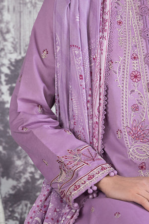 3 Piece Unstitched Lavender Luxury Embroidered Lawn Suit