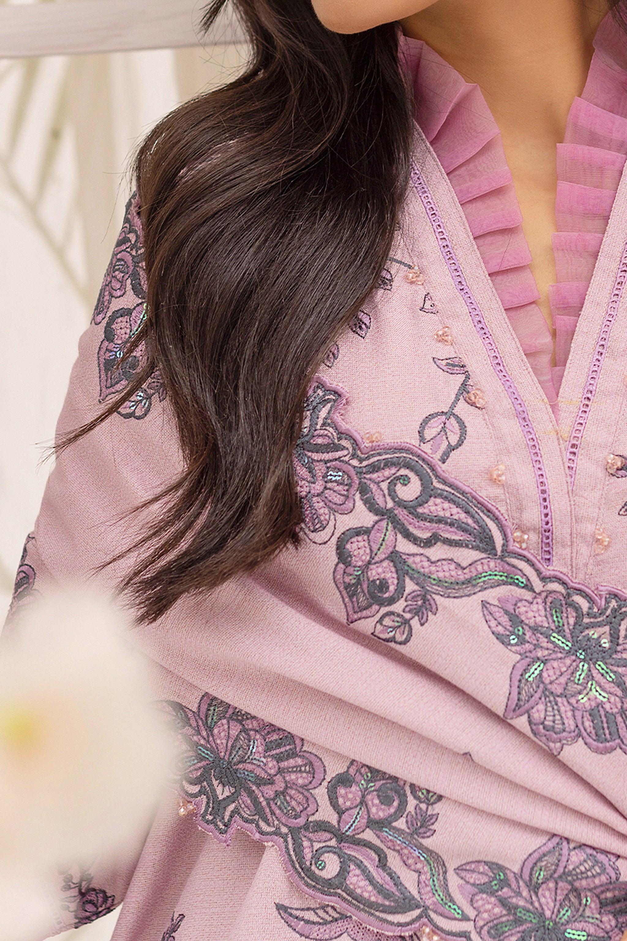 3 Piece Unstitched Lavender Purple - SafaNoor