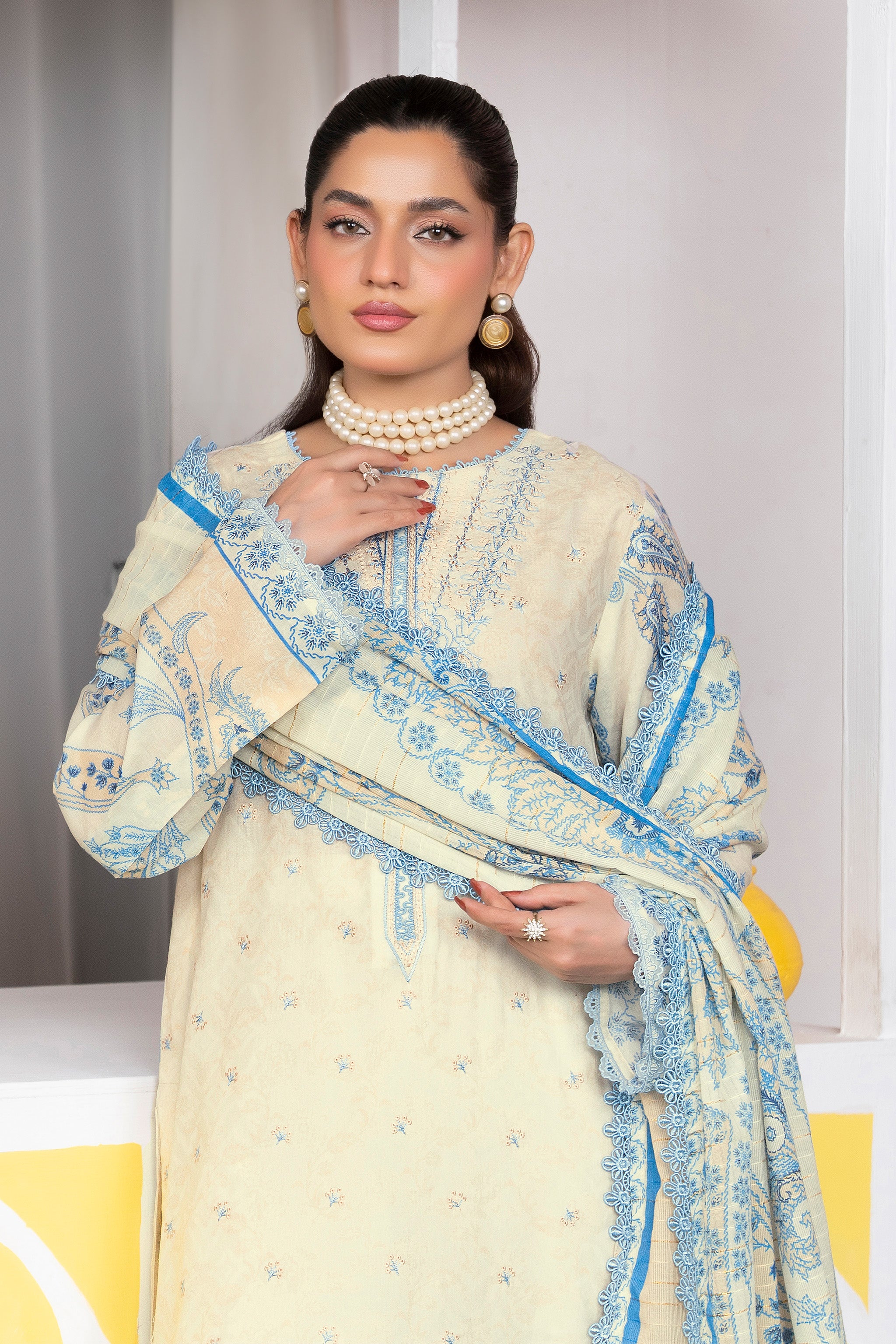 3 Piece Unstitched Lemon Printed Lawn - (Vol-107/09)3P-S-25-D3 - SAFANOOR Main image