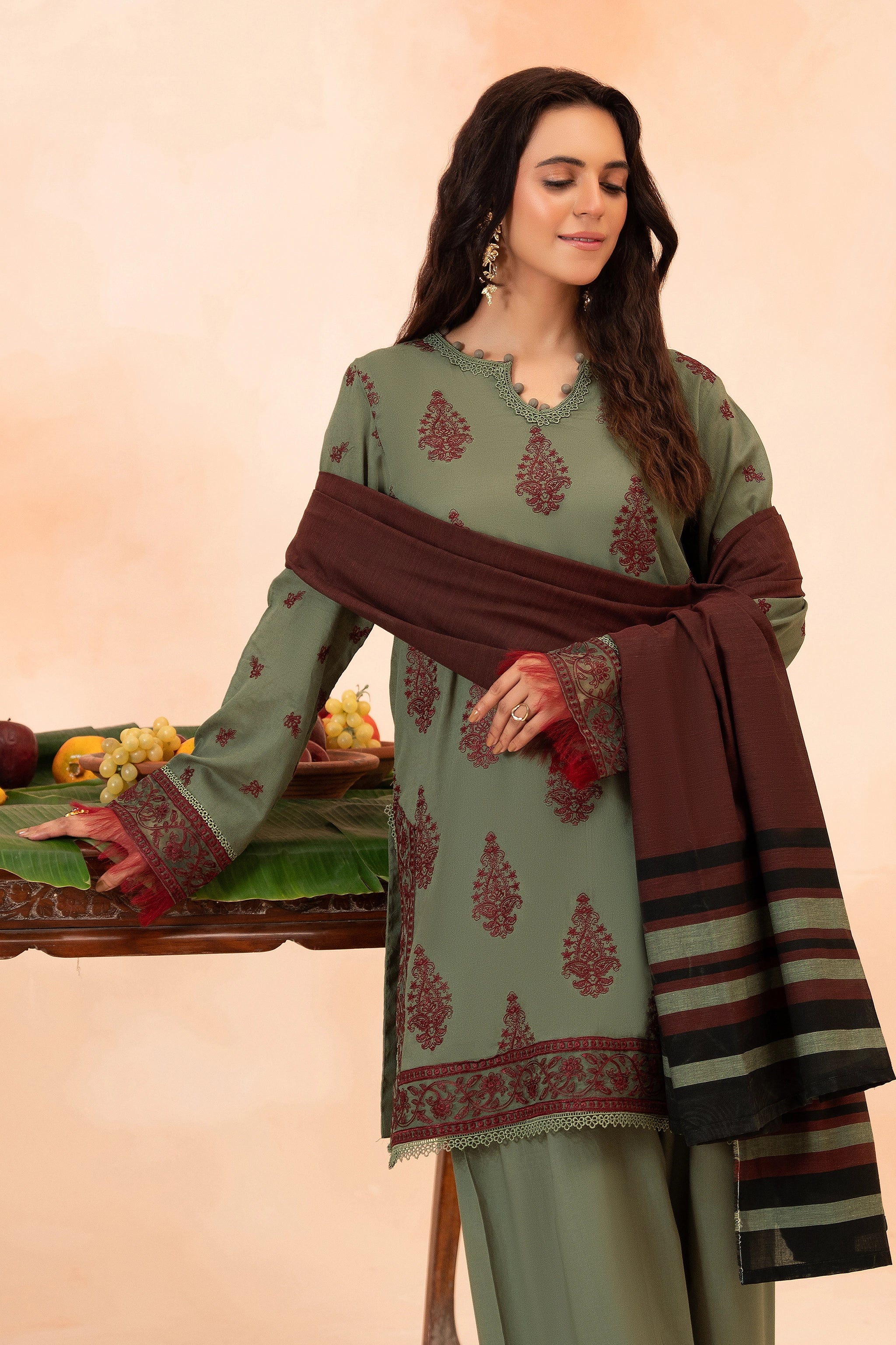 3 Piece Unstitched Light Grey Premium Embroidered Self Jacquard Lawn Suit By Safa Noor Summer 26 Nazneen Collection