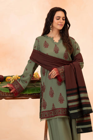 3 Piece Unstitched Light Grey Premium Embroidered Self Jacquard Lawn Suit By Safa Noor Summer 26 Nazneen Collection