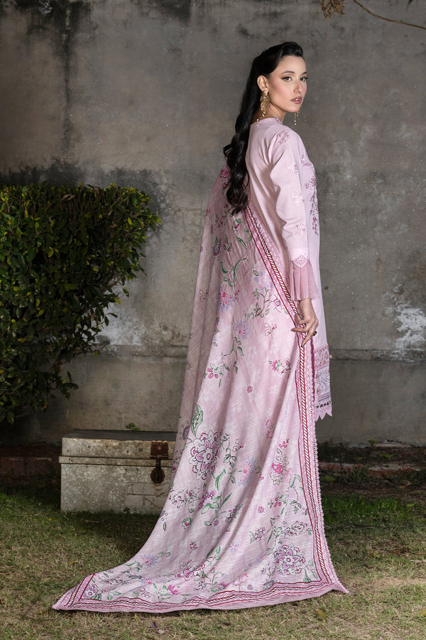 3 Piece Unstitched Light Pink Luxury Embroidered Lawn Suit