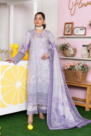 3 Piece Unstitched Lilac Printed Lawn - (Vol-107/09)3P-S-25-D9 - SAFANOOR