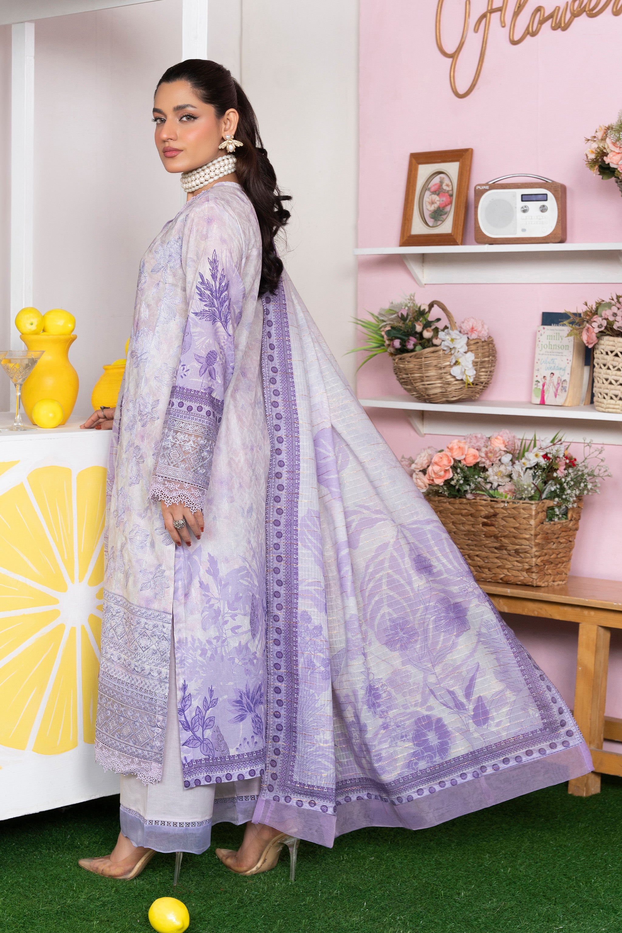 3 Piece Unstitched Lilac Printed Lawn - (Vol-107/09)3P-S-25-D9 - SAFANOOR