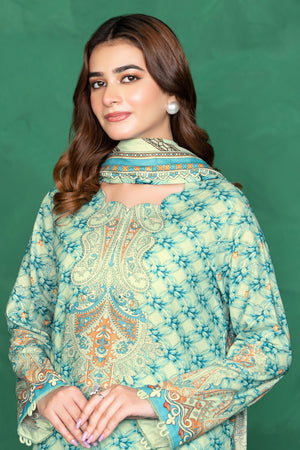 3 Piece Unstitched Lime Green Cotton - (Vol-110/13)D10 - SAFANOOOR