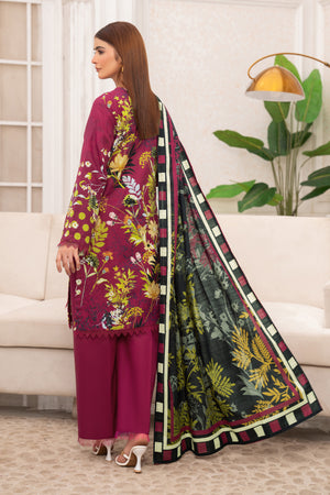 3 Piece Unstitched Maroon Premium Khaddar - (Vol-116/12)D6 - SAFANOOOR