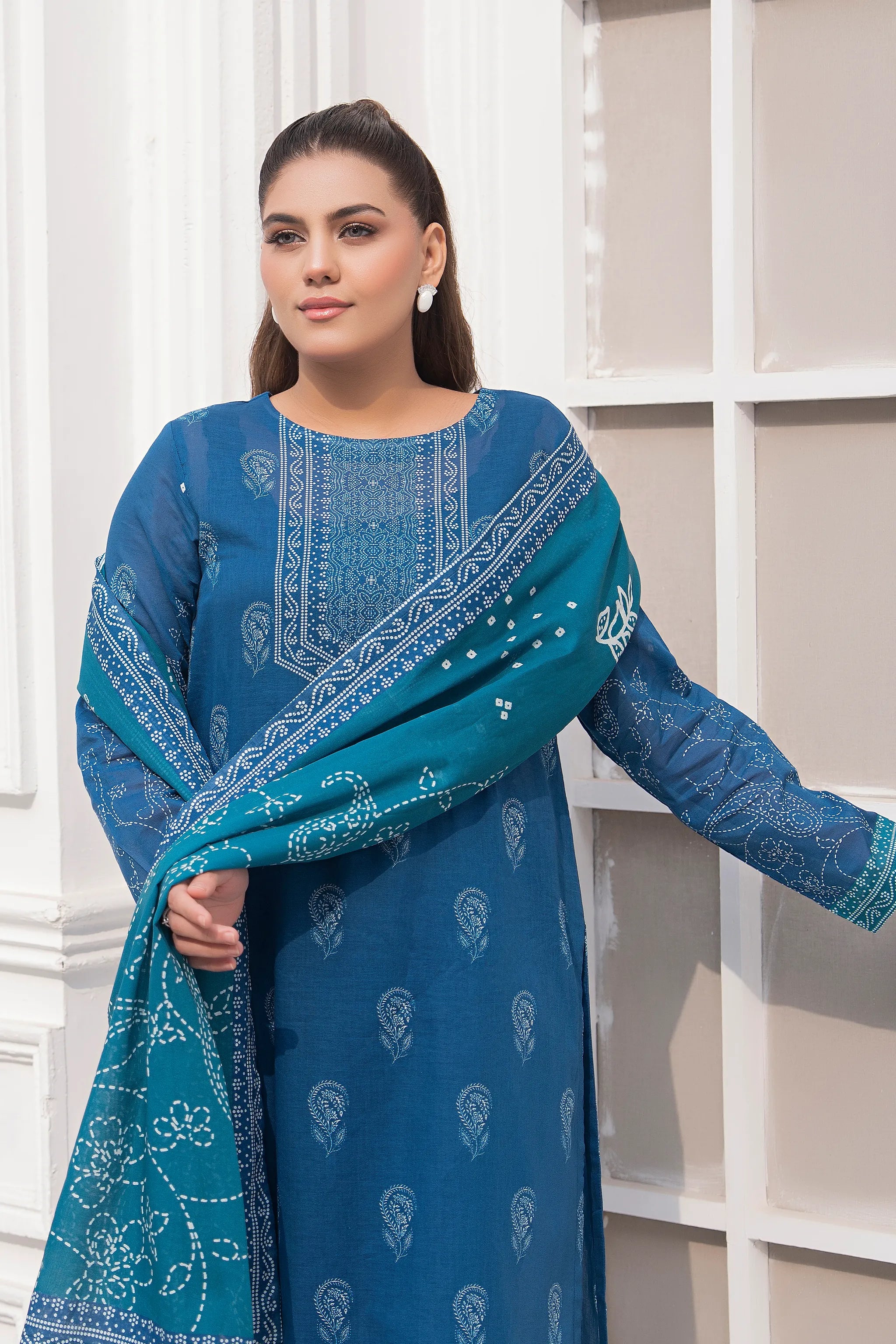 3 Piece Unstitched Mid Blue Premium Printed Lawn Suit by Safa Noor Nigaah Collection Summer 2026