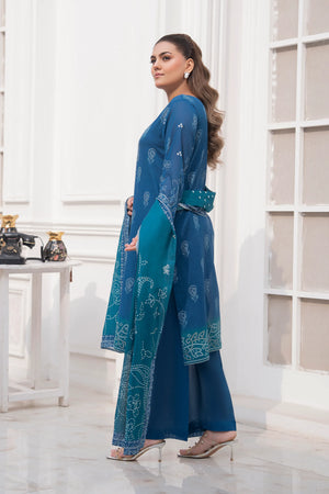 3 Piece Unstitched Mid Blue Premium Printed Lawn Suit by Safa Noor Nigaah Collection Summer 2026
