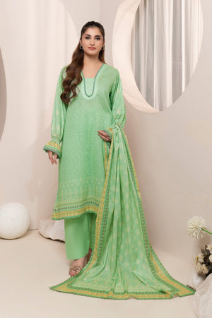 3 Piece Unstitched Mint Green Printed Lawn - (Vol-100/20)3P-S-25-D5 - SAFANOOR