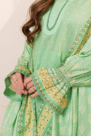 3 Piece Unstitched Mint Green Printed Lawn - (Vol-100/20)3P-S-25-D5 - SAFANOOR