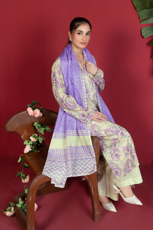 3 Piece Unstitched Mint Printed Lawn - (Vol-106/23)3P-S-25-D4 - SAFANOOR