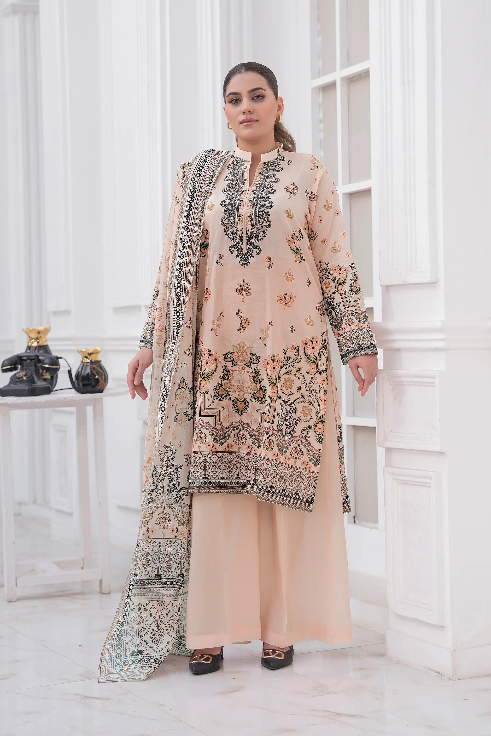 3 Piece Unstitched Misty Rose Premium Printed Lawn Suit by Safa Noor Nigaah Collection Summer 2026