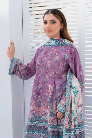 3 Piece Unstitched Mountbatten Pink Premium Printed Lawn Suit by safa noor summer 2026 Nigar collection