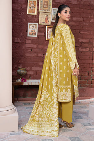 3 Piece Unstitched Mustard Printed Khaddar - (Vol-111/11)D2 - SAFANOOOR