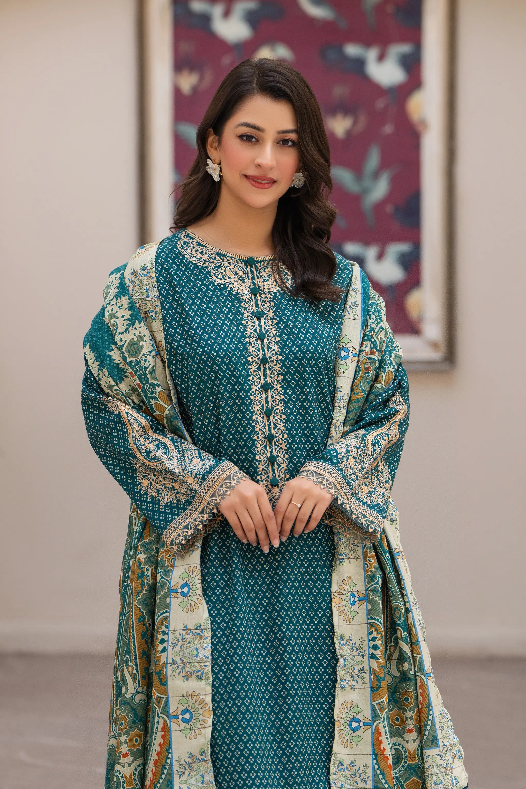 3 Piece Unstitched Naps khaddar Aqua Deep Suit - Safa Noor