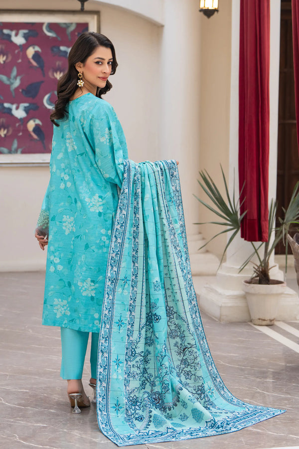 3 Piece Unstitched Naps khaddar Light Blue Suit - Safa Noor