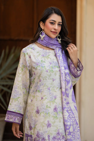 3 Piece Unstitched Naps khaddar Silver Suit - Safa Noor
