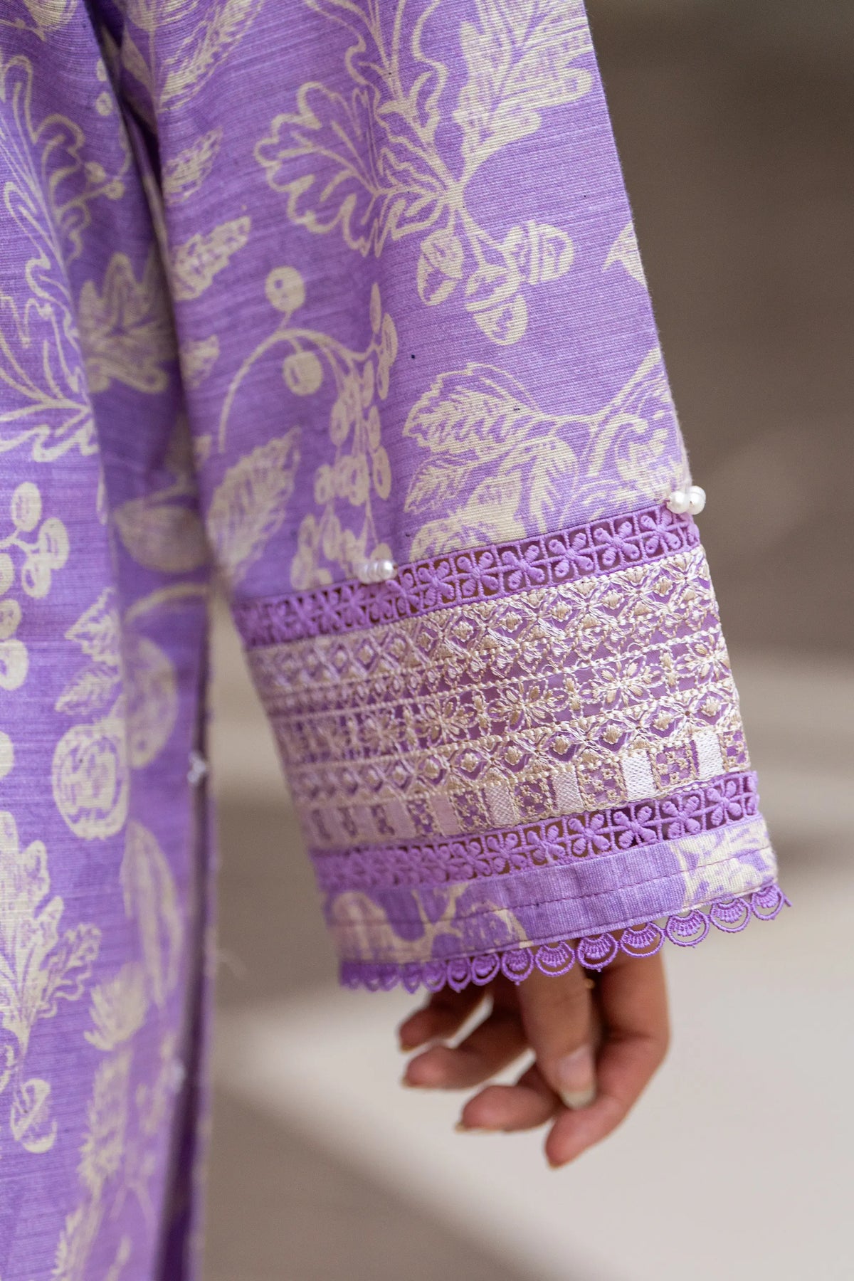 3 Piece Unstitched Naps khaddar Soft Purple Suit - Safa Noor