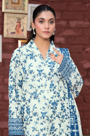 3 Piece Unstitched Off-White Printed Khaddar - (Vol-111/11)D9 - SAFANOOOR