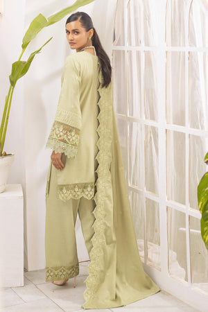 3 Piece Unstitched Olive Green - SafaNoor
