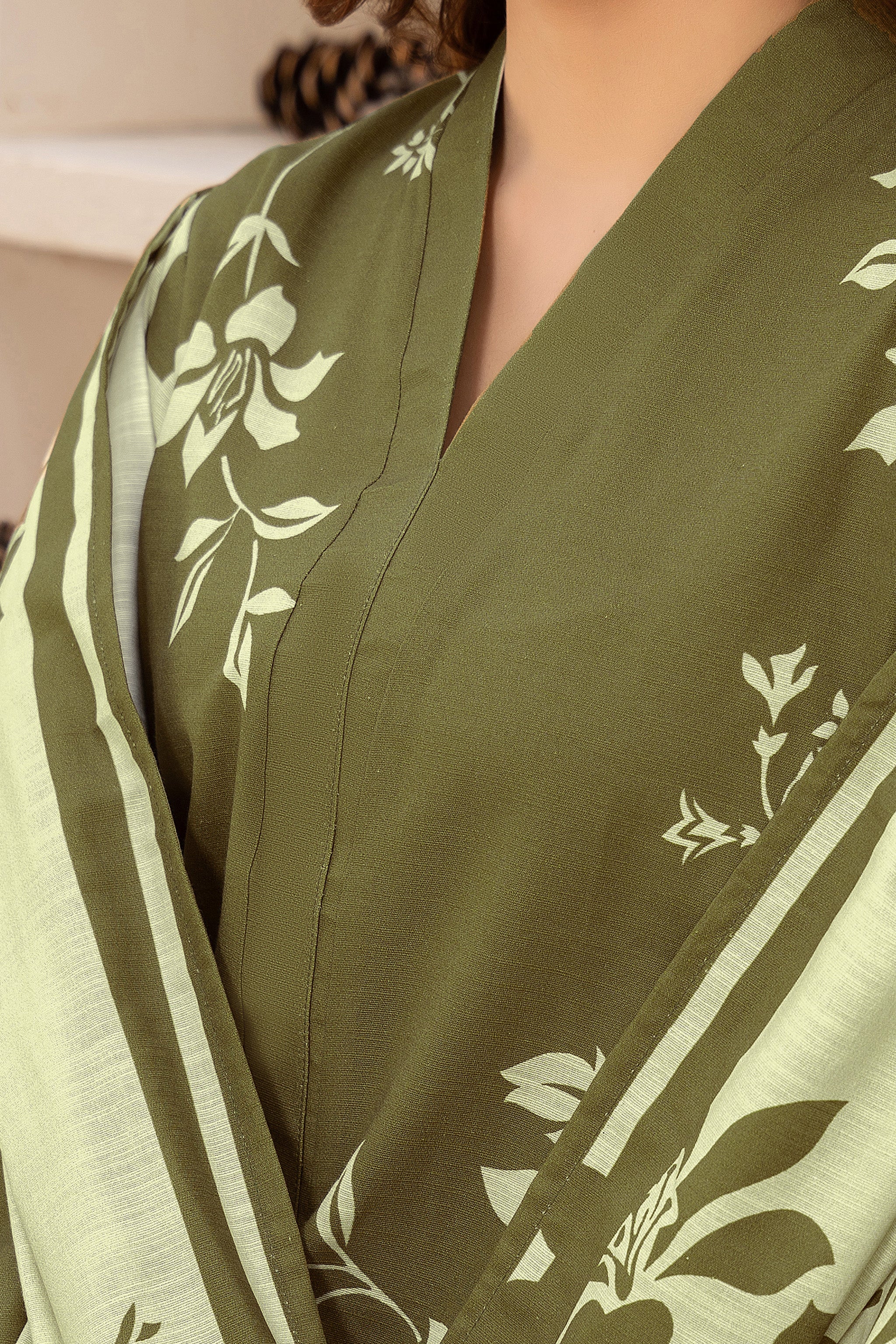 3 Piece Unstitched Olive Green Printed Khaddar - (Vol-111/10)D7 - SAFANOOOR