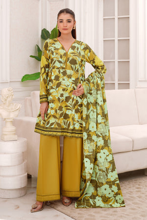 3 Piece Unstitched Olive Premium Khaddar - (Vol-116/12)D12 - SAFANOOOR