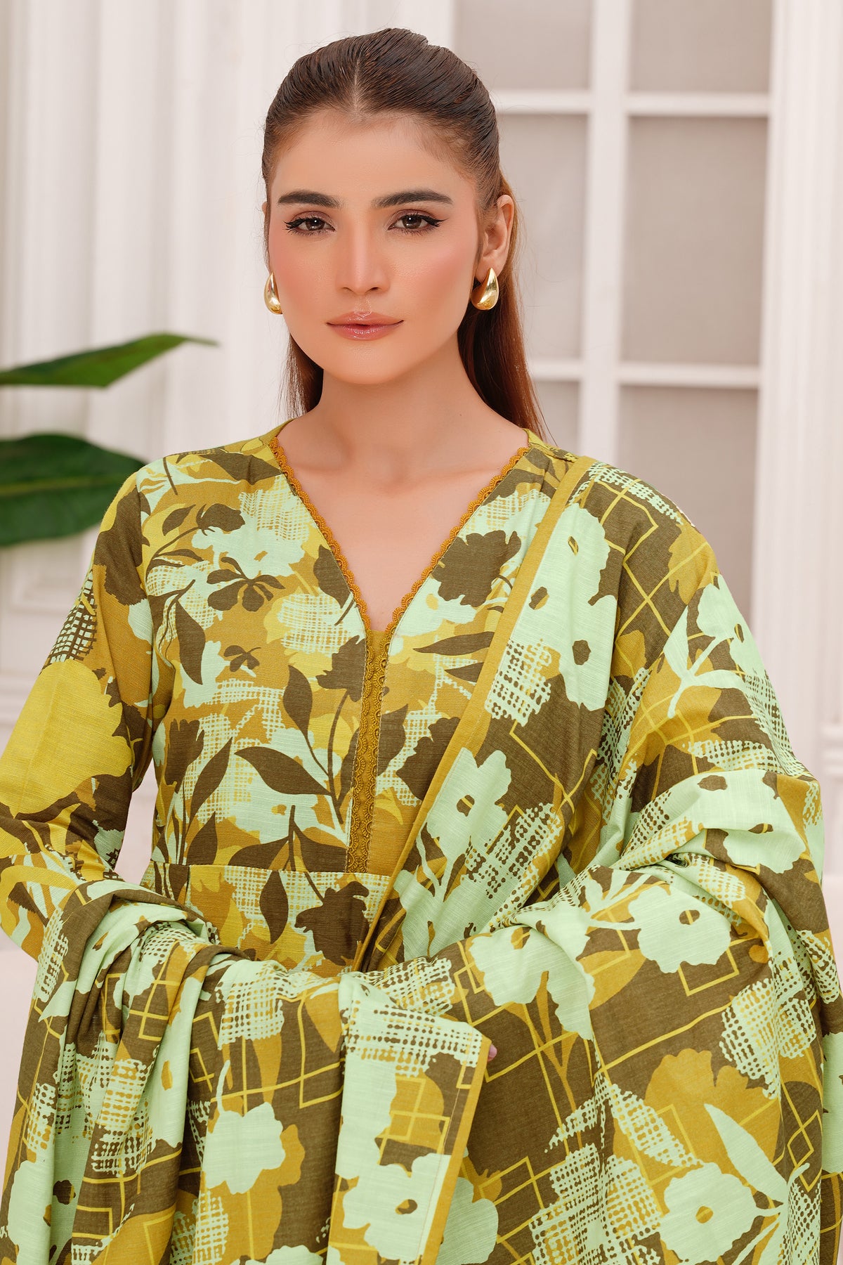 3 Piece Unstitched Olive Premium Khaddar - (Vol-116/12)D12 - SAFANOOOR