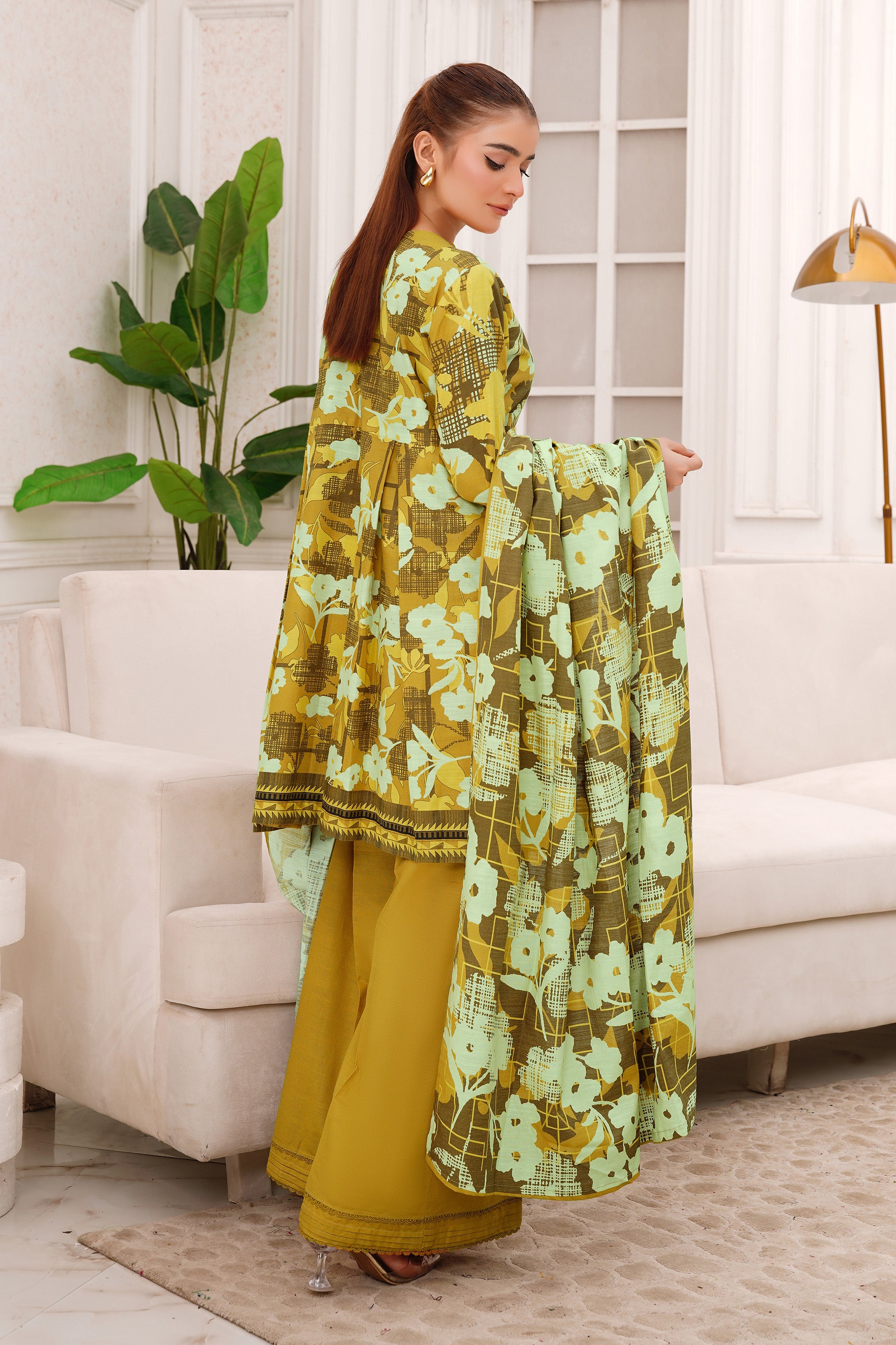 3 Piece Unstitched Olive Premium Khaddar - (Vol-116/12)D12 - SAFANOOOR