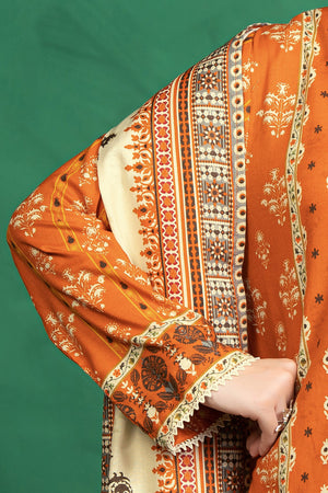 3 Piece Unstitched Orange Printed Cotton - (Vol-110/13)D4 - SAFANOOOR
