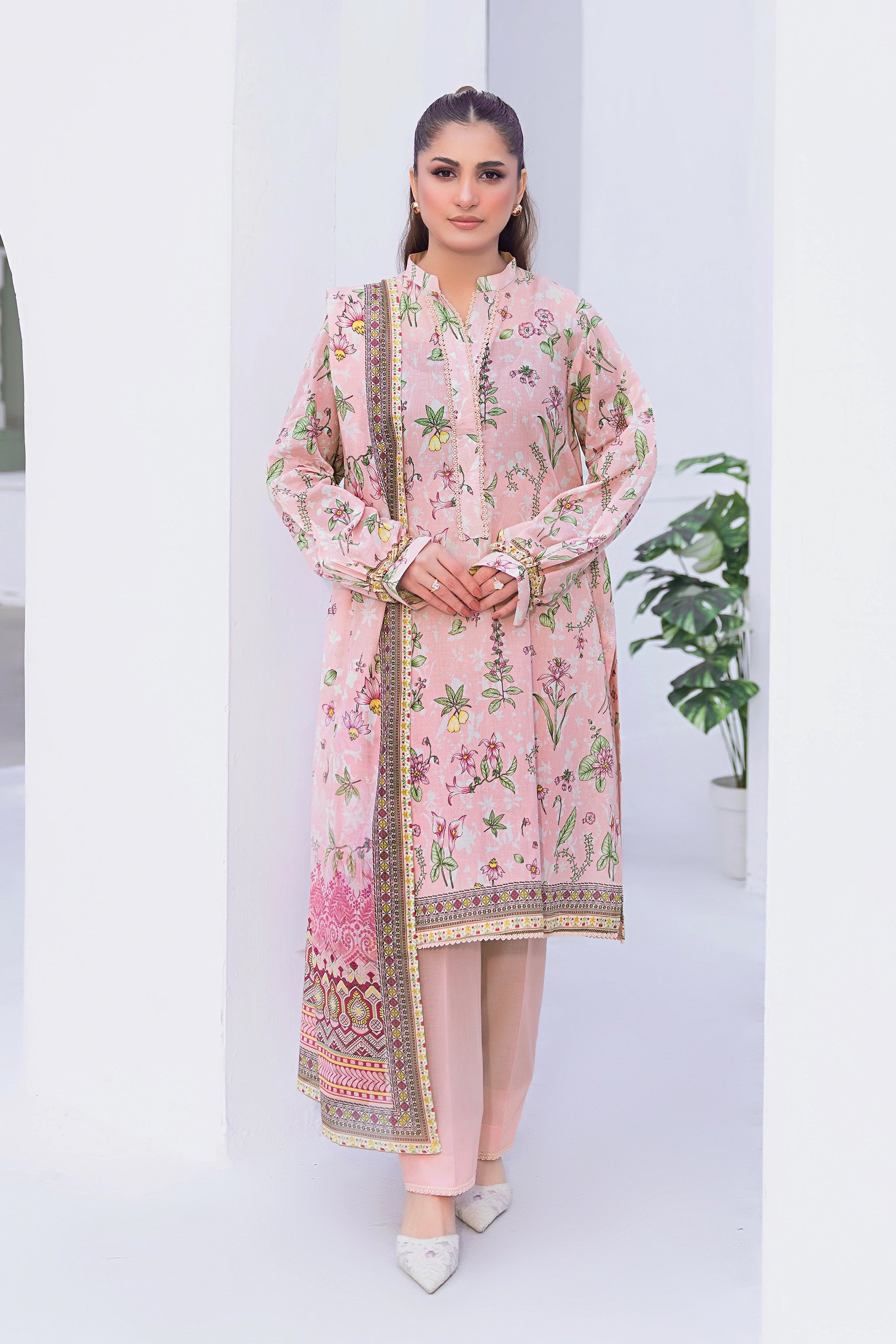 3 Piece Unstitched Pale Chestnut Premium Printed Lawn Suit by safa noor summer 2026 Nigar collection