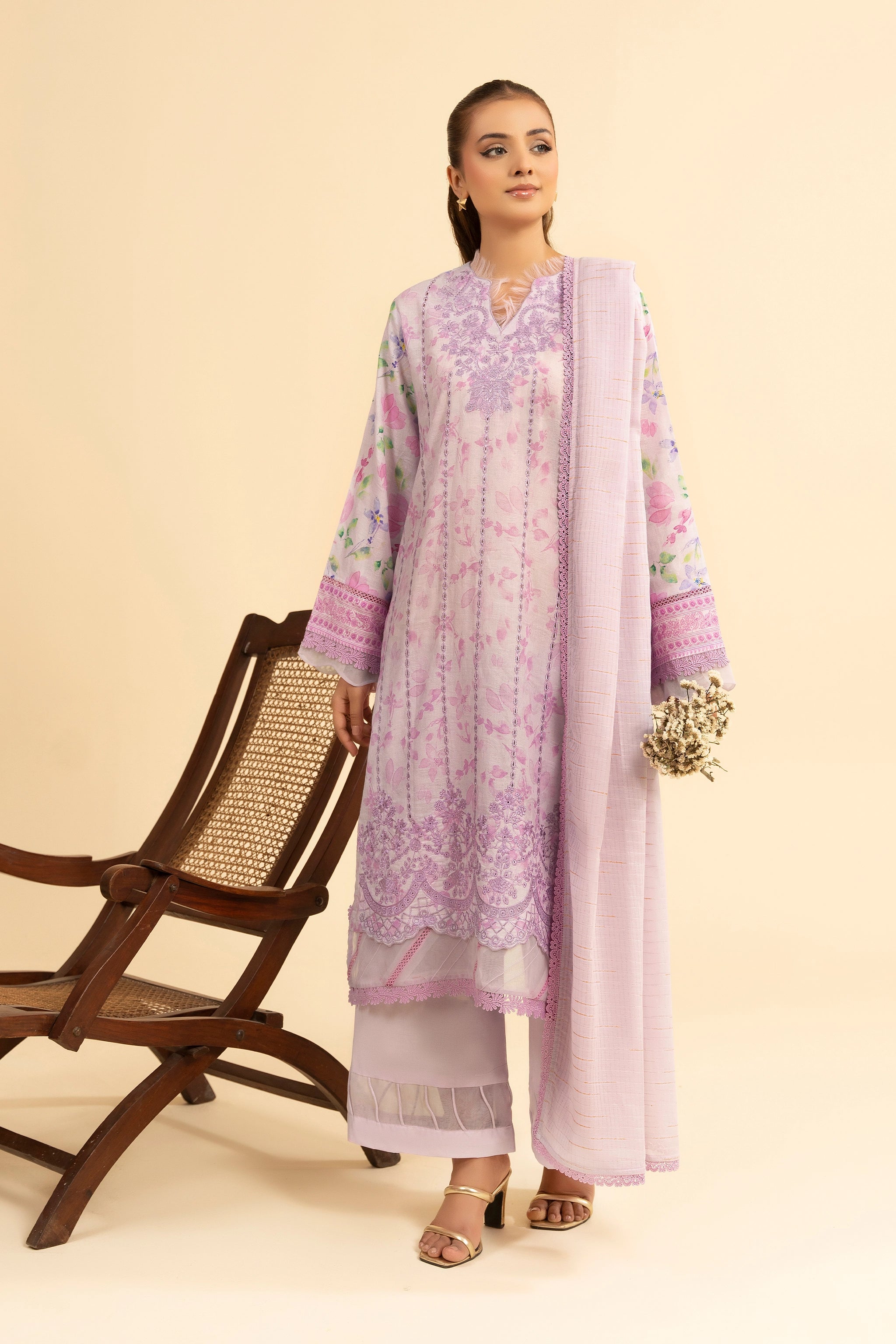 3 Piece Unstitched Pale Pink Premium Embroidered Jacquard Lawn Suit By Safa Noor Summer 2026 Dahlia Collection