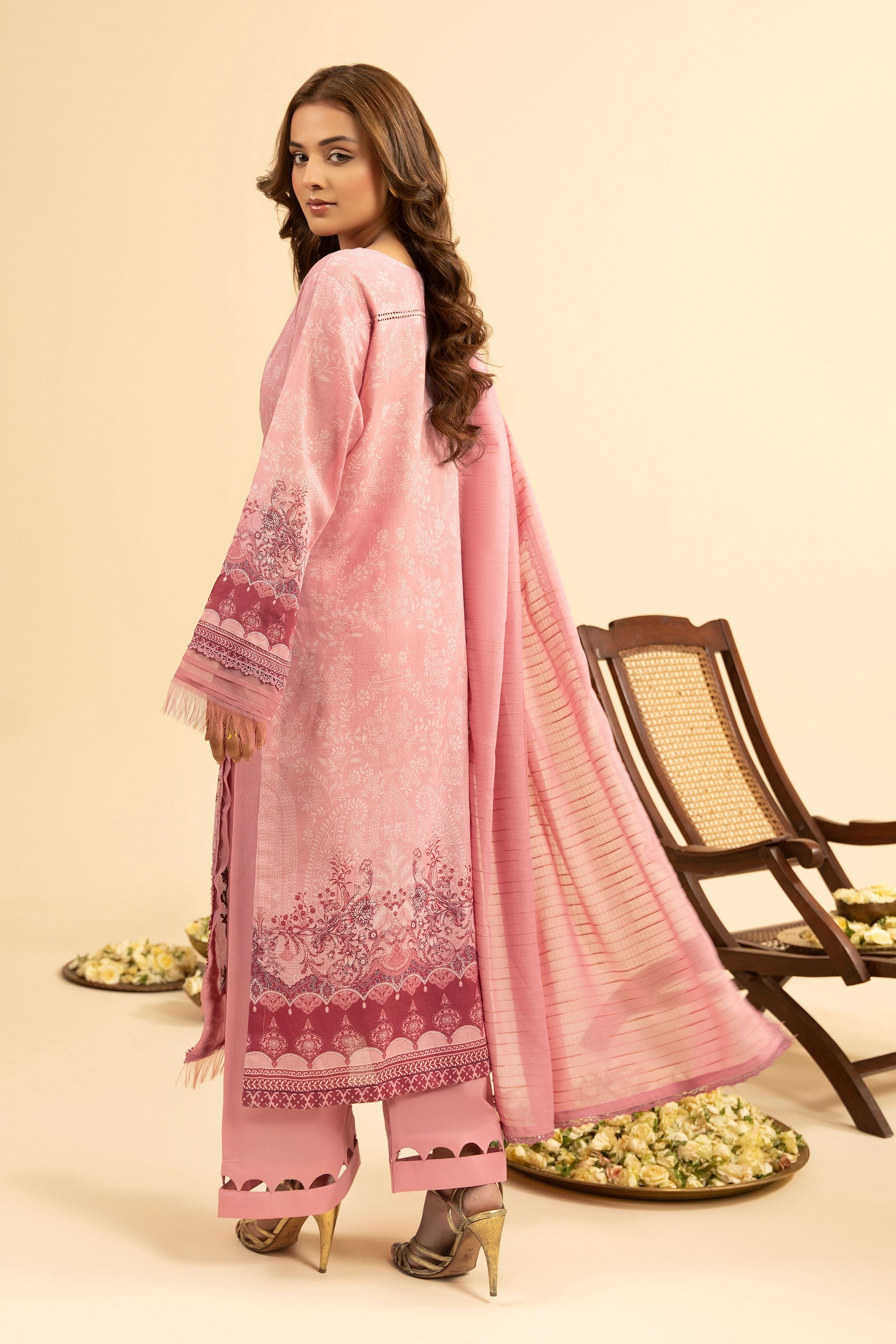3 Piece Unstitched Pale Pink Premium Embroidered Jacquard Lawn Suit By Safa Noor Summer 2026 Dahlia Collection