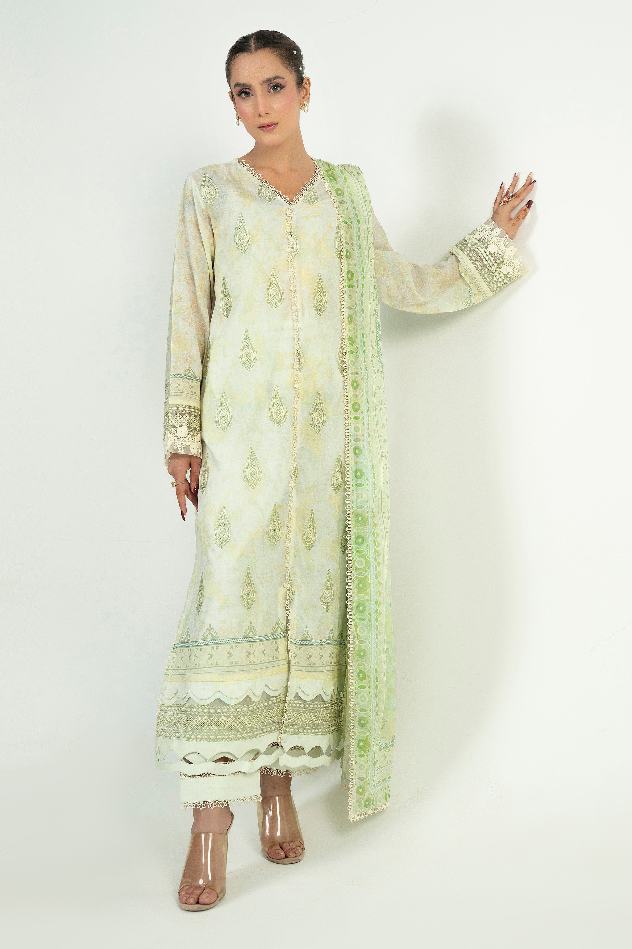 3 Piece Unstitched Panache Embroidered Lawn Secondary image