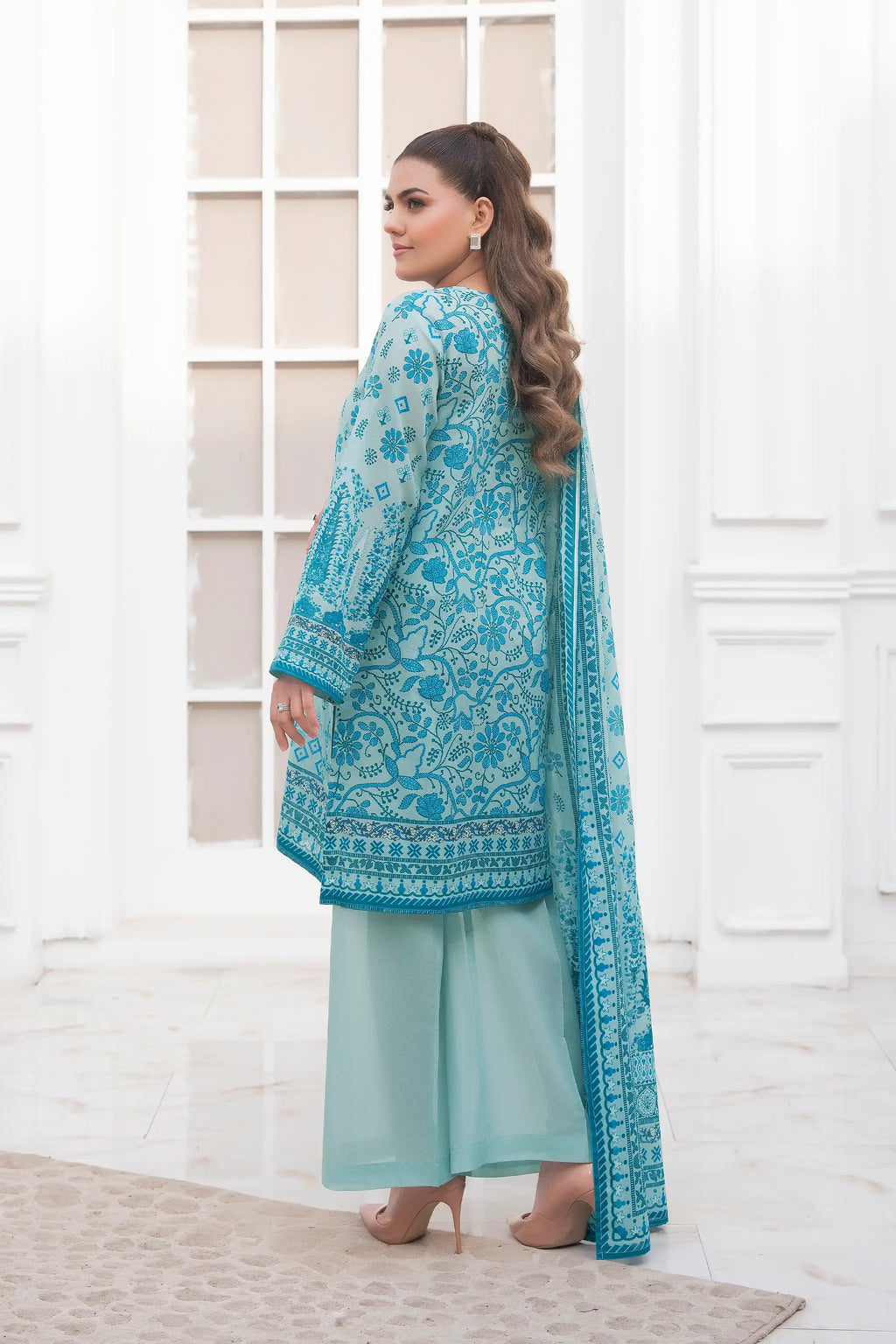 3 Piece Unstitched Pastel Blue Premium Printed Lawn Suit by Safa Noor Nigaah Collection Summer 2026