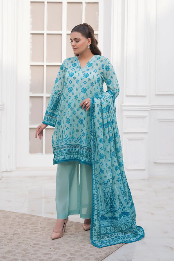 3 Piece Unstitched Pastel Blue Premium Printed Lawn Suit by Safa Noor Nigaah Collection Summer 2026