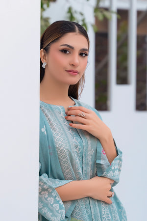 3 Piece Unstitched Pastel Blue Premium Printed Lawn Suit by safa noor summer 2026 Nigar collection
