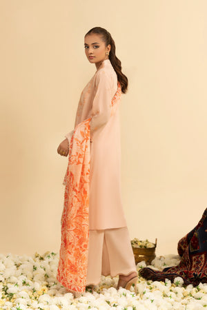 3 Piece Unstitched Peach Premium Embroidered Jacquard Lawn Suit By Safa Noor Summer 2026 Dahlia Collection