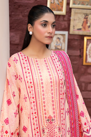 3 Piece Unstitched Peach Printed Khaddar - (Vol-111/11)D7 - SAFANOOOR