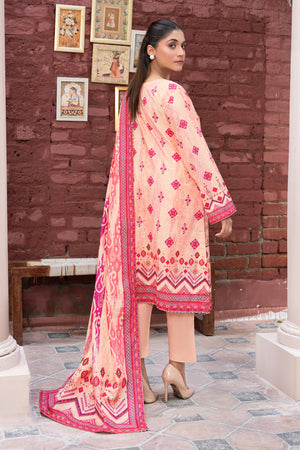 3 Piece Unstitched Peach Printed Khaddar - (Vol-111/11)D7 - SAFANOOOR