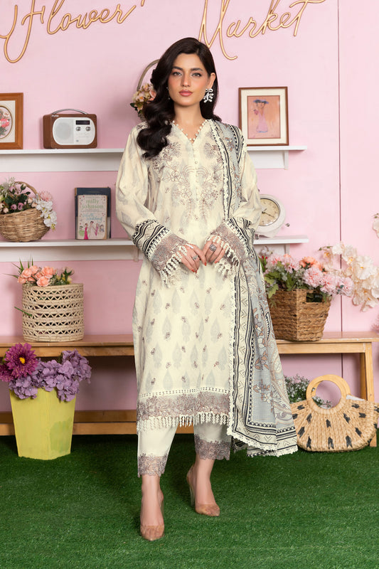 3 Piece Unstitched Pearl Printed Lawn - (Vol-107/09)3P-S-25-D1 - SAFANOOR