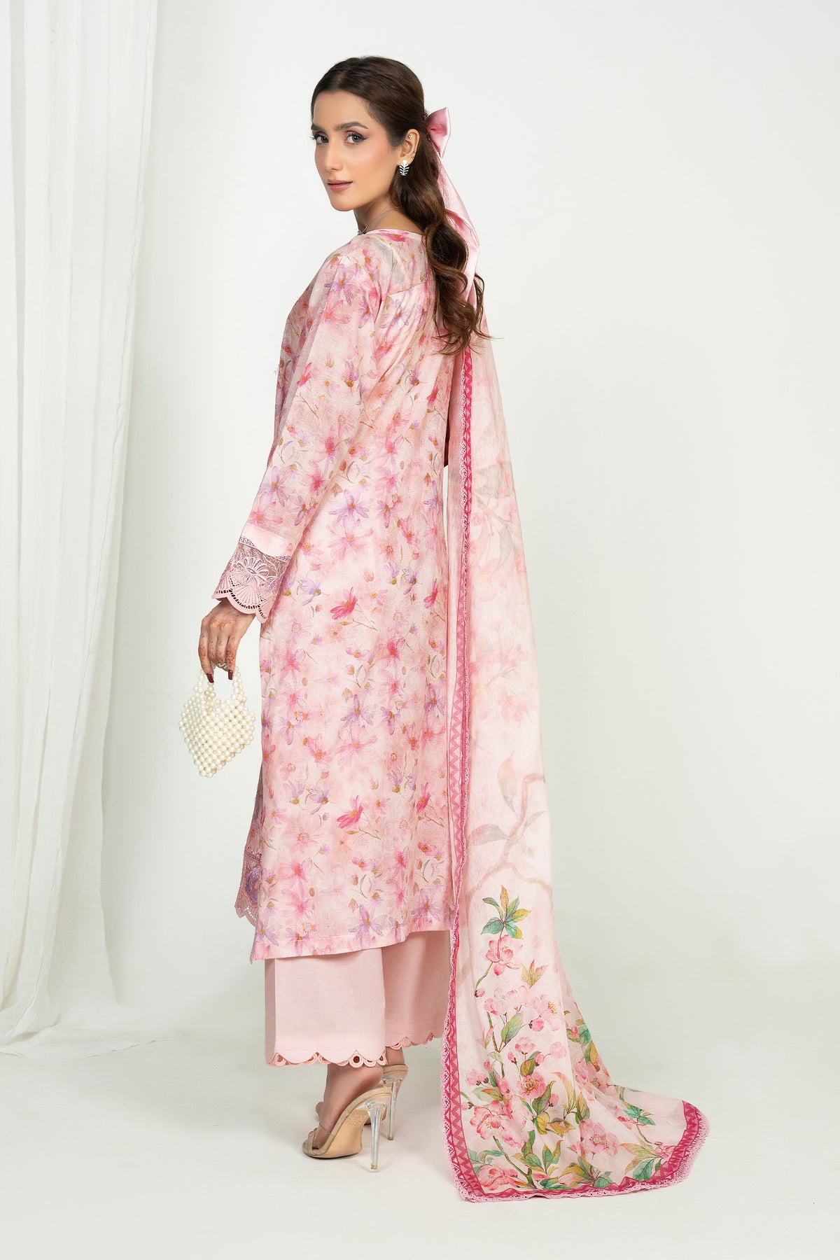 3 Piece Unstitched Pink Embroidered Lawn - (Vol-105/06)3P-S-25-D11 - SAFANOOR