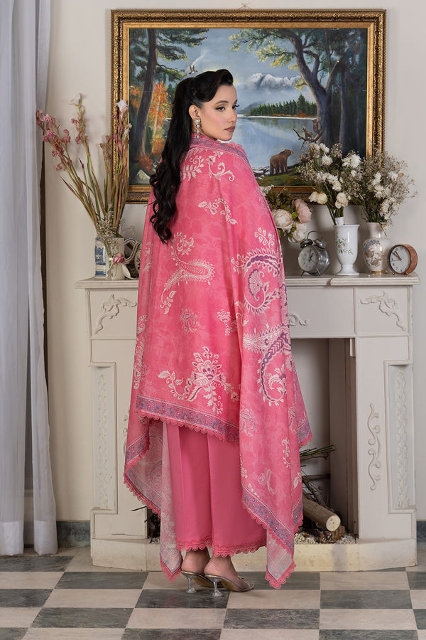 3 Piece Unstitched Pink Luxury Embroidered Lawn Suit
