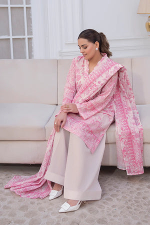 3 Piece Unstitched Pink Pearl Premium Printed Lawn Suit by Safa Noor Nigaah Collection Summer 2026