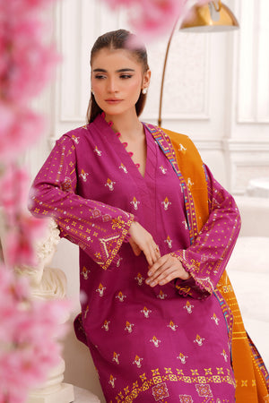 3 Piece Unstitched Pink Premium Khaddar - (Vol-116/12)D1 - SAFANOOOR