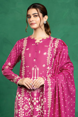 3 Piece Unstitched Pink Printed Cotton - (Vol-110/13)D3 - SAFANOOOR