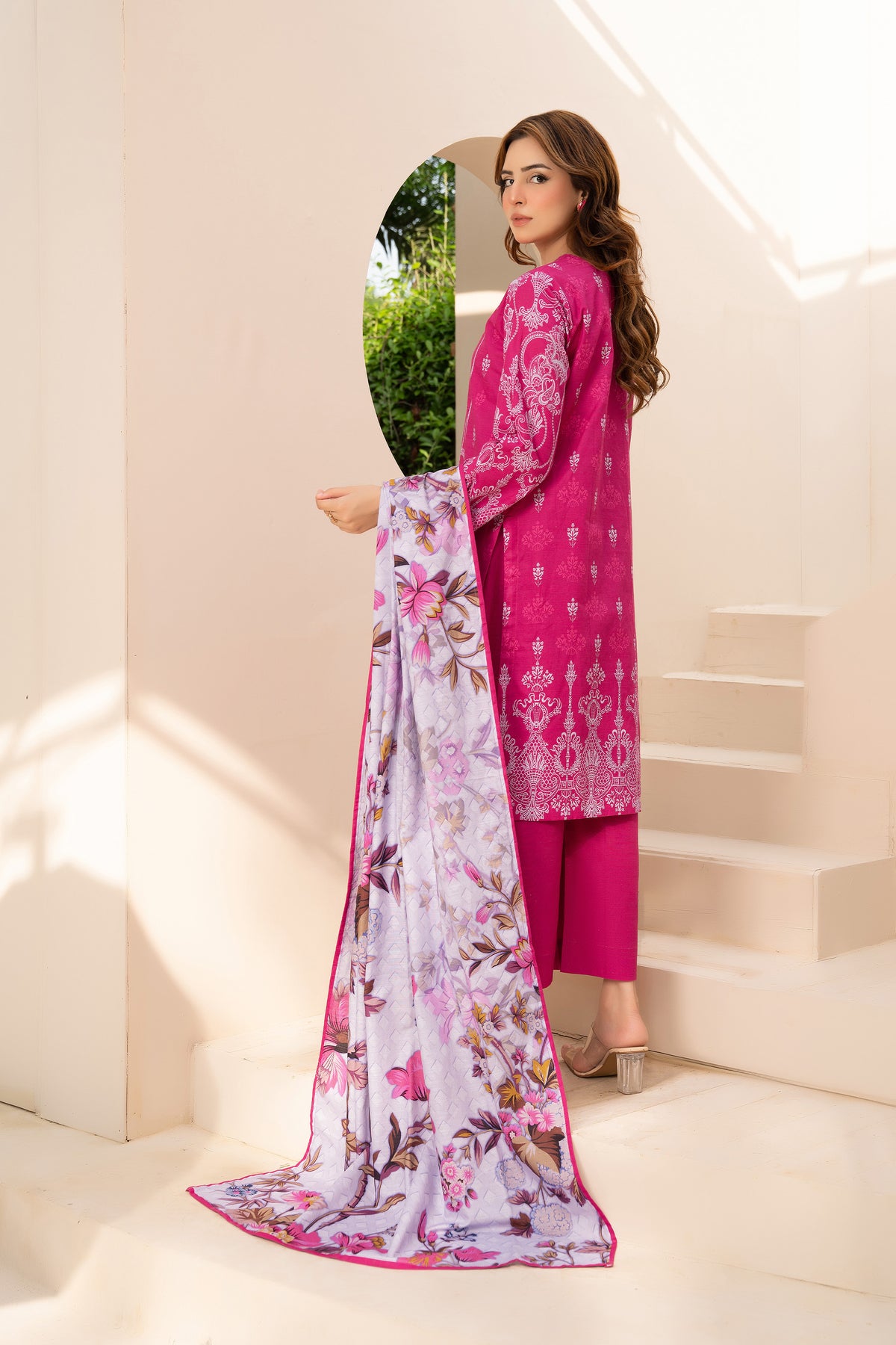 3 Piece Unstitched Pink Printed Khaddar - (Vol-111/10)D8 - SAFANOOOR